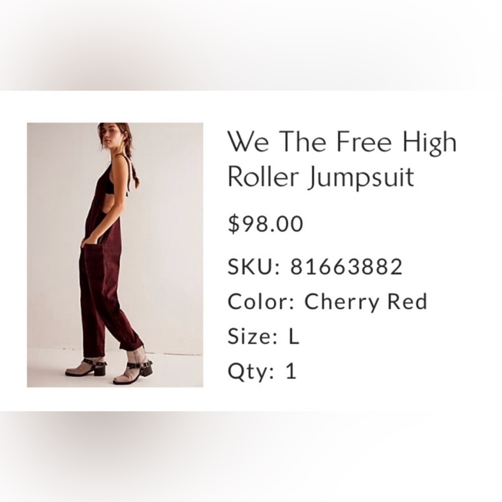 We The Free Cherry Red Roller Jumpsuit